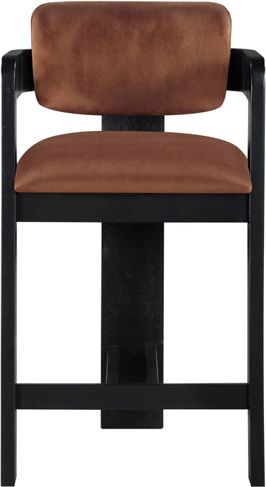 Sacha - Velvet Stool With Black Base - Simple Home Plus