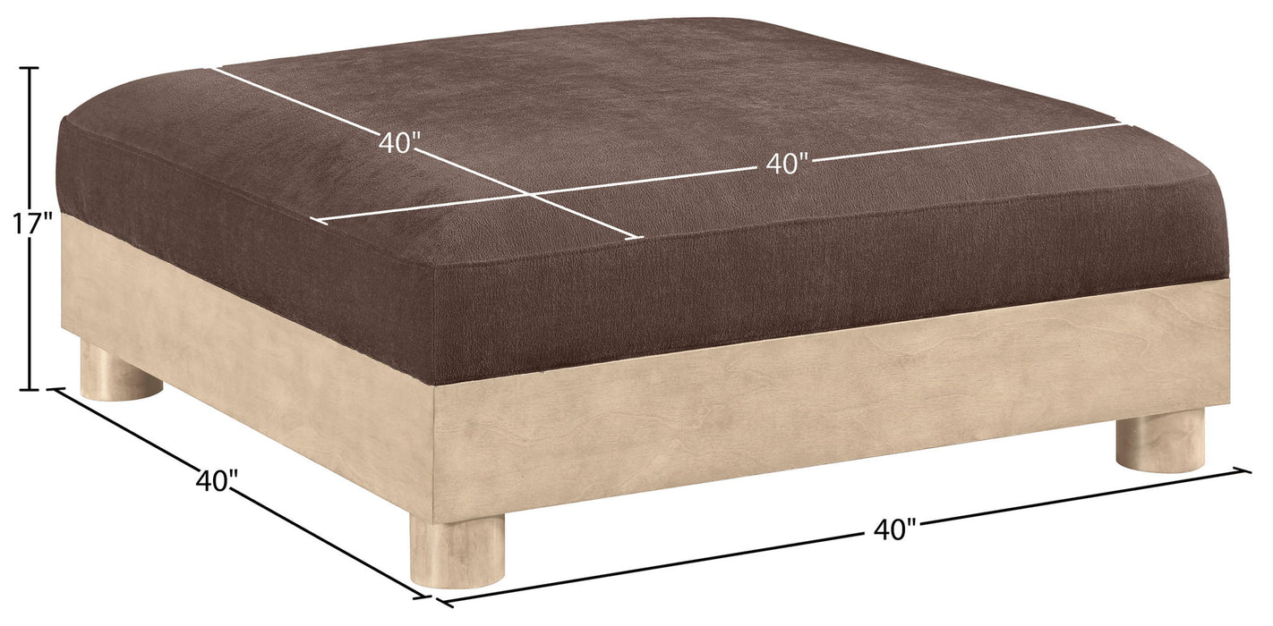 Turin - Chenille Fabric Upholstered Modular Ottoman - Natural Base - Simple Home Plus
