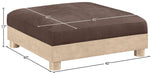 Turin - Chenille Fabric Upholstered Modular Ottoman - Natural Base - Simple Home Plus