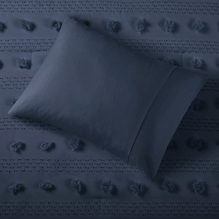Lucy - Clip Jacquard Comforter Set - Navy - Simple Home Plus
