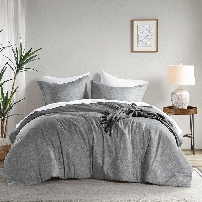 Camden - Full/Queen Chambray Print Solid Comforter Set - Gray - Simple Home Plus