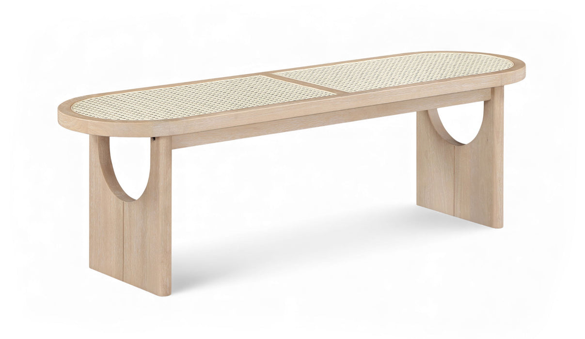 Canovia - Solid Wood And Faux Cane Bench - Simple Home Plus