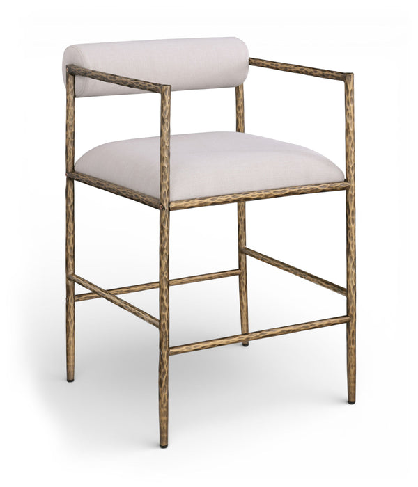 Axis - Linen Textured Beige Fabric Upholstered Counter Stool (Set of 2) - Simple Home Plus