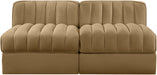 Rummi - Velvet Performance Fabric Upholstered 2 Piece Modular Armless Loveseat - Simple Home Plus