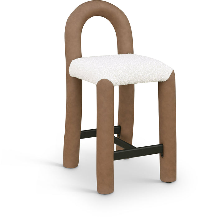 Amari - Vegan Leather and Boucle Fabric Stool - Simple Home Plus