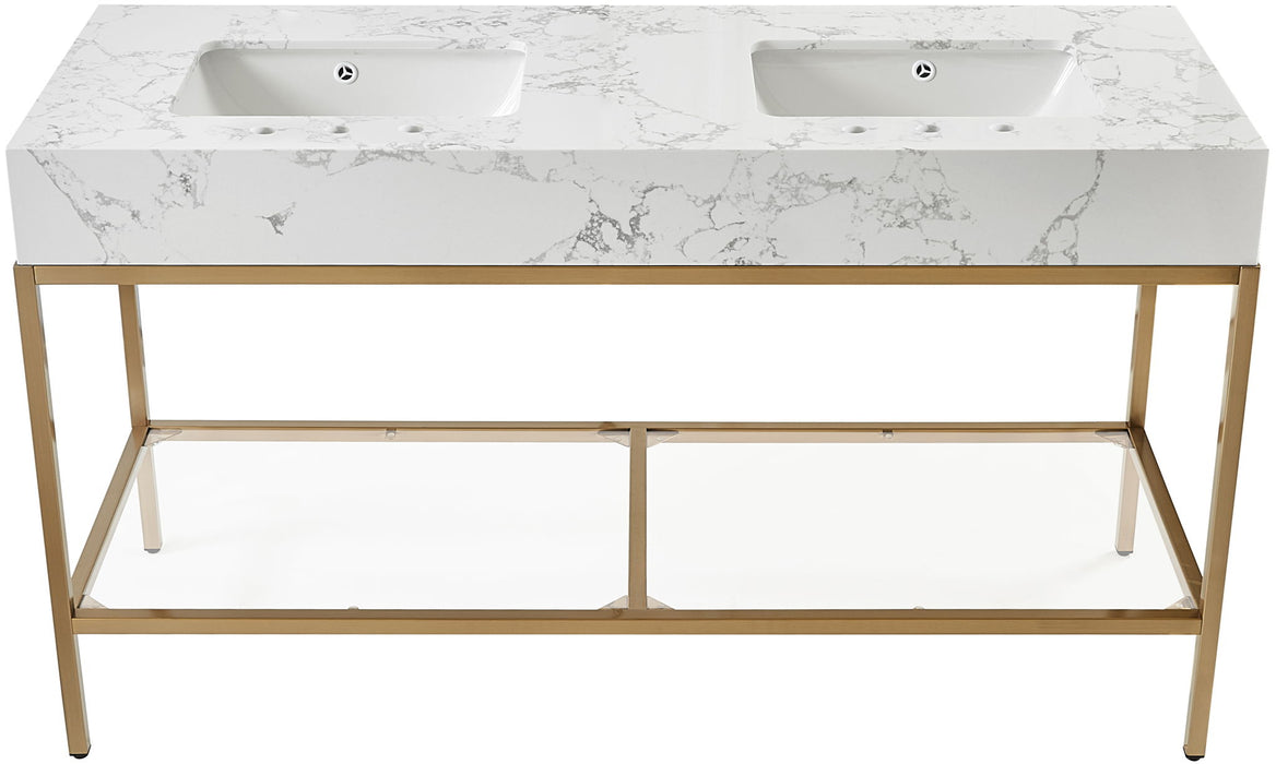 Marmo - Engineered Marble Bathroom Vanity With Gold Base - Simple Home Plus