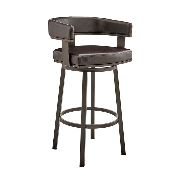 Lorin - 26" Counter Height Swivel Bar Stool - Java - Brown Finish And Faux Leather - Simple Home Plus