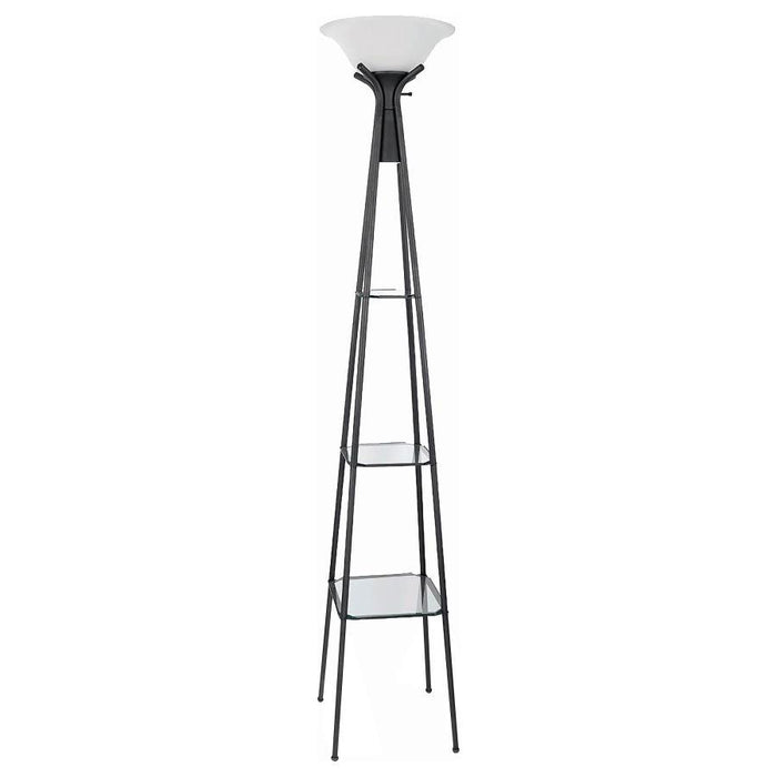 Gianni - 3-Shelf Frosted Torchiere Floor Lamp - Black - Simple Home Plus