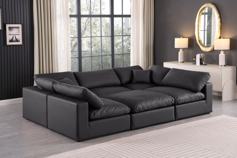 Comfy - 6 Piece Faux Leather Sectional