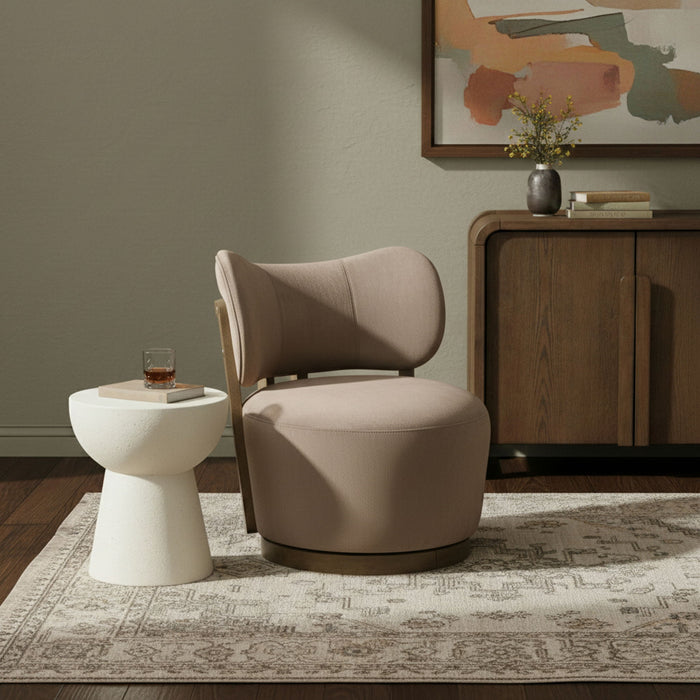Elara - Velvet Upholstered Swivel Accent Chair - Taupe - Simple Home Plus