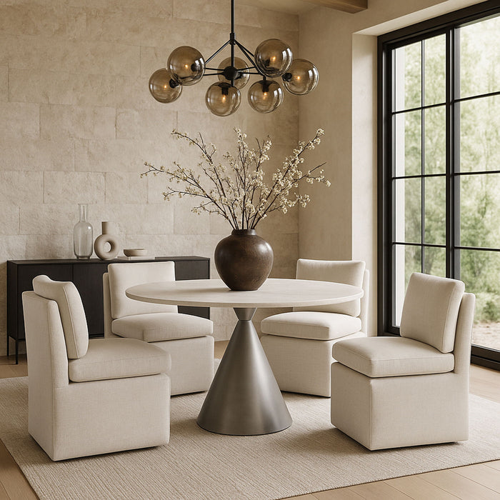 Nelori - Linen Textured Performance Fabric Upholstered Dining Chair (Set of 2) - Simple Home Plus