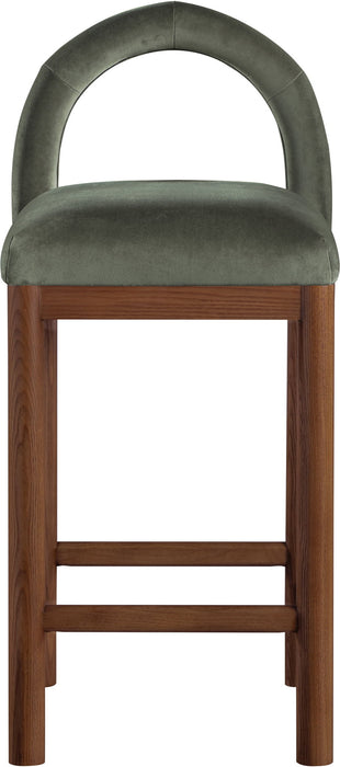 Conrad - Velvet Counter Stool With Brown Legs - Simple Home Plus