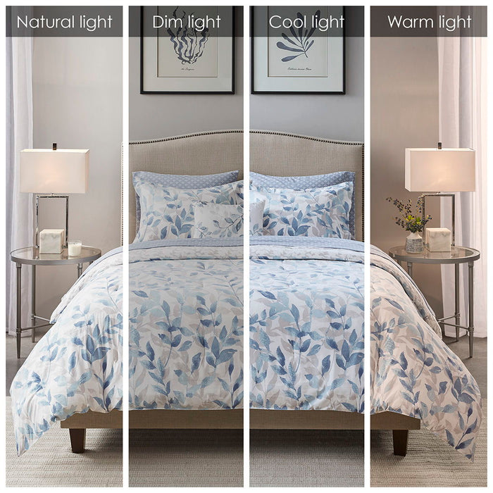 Sofia - California King Reversible Complete Bedding Set - Blue - Simple Home Plus
