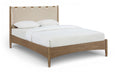 Santos - Vegan Leather Headboard And Wood Bed - Waxed Brown Frame - Simple Home Plus
