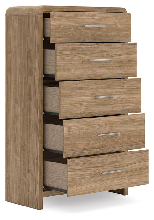 Gramburg - Five Drawer Chest - Warm Natural Brown - Simple Home Plus
