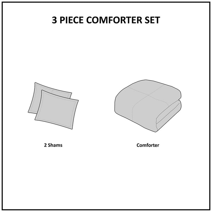 Pike - Plaid Reversible Comforter Set - White / Gray - Simple Home Plus