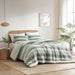 Blais - King Stripe Textured Print Comforter Set - Sage - Simple Home Plus