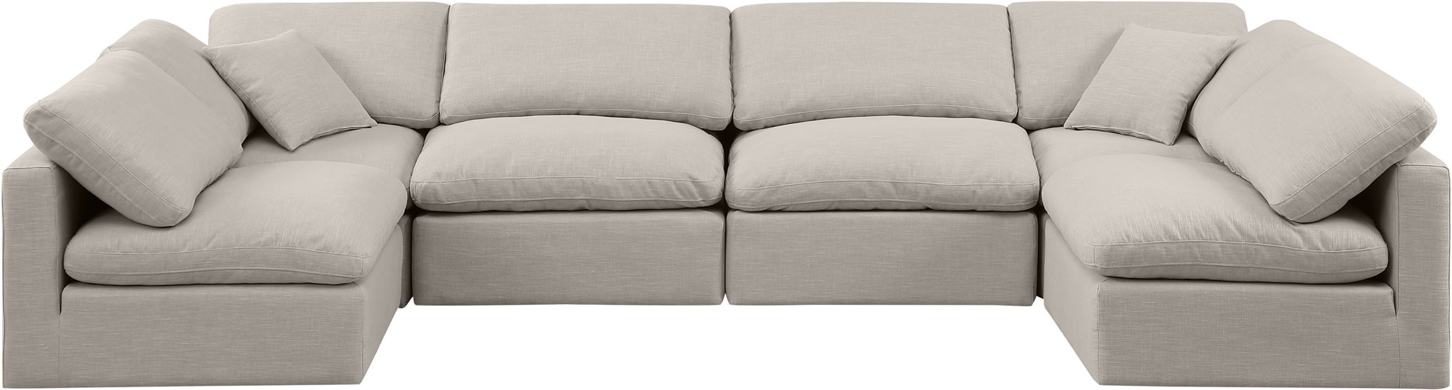 Indulge - Linen 6 Piece Modular U-Shaped Sectional - Simple Home Plus