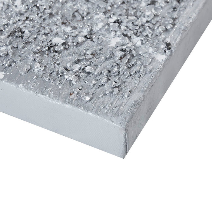 Glimmer - Hand Brush Heavy Textured Glitz Embellished Canvas (Set of 2) - Silver - Simple Home Plus