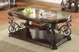 Laney - 1-Shelf Glass Top Rectangular Coffee Table - Deep Merlot - Simple Home Plus