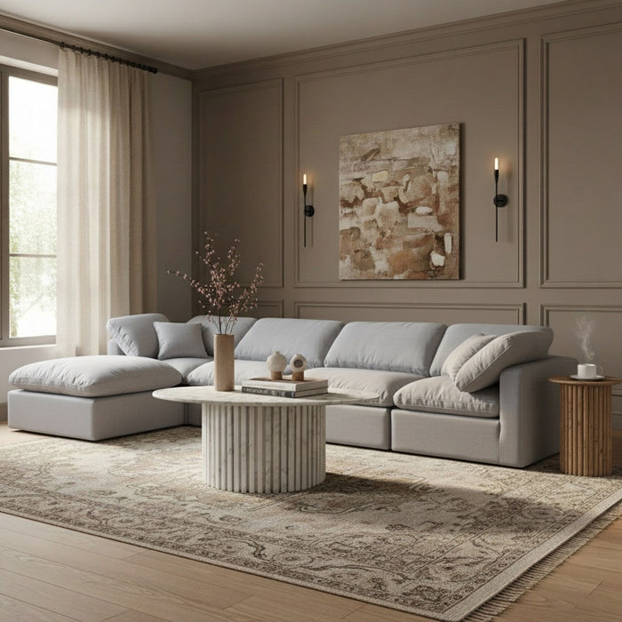 Indulge - Linen 5 Piece Modular Sectional With Chaise - Simple Home Plus