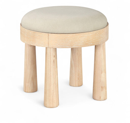 Larea - Linen Textured Fabric Ottoman - Natural Base - Simple Home Plus