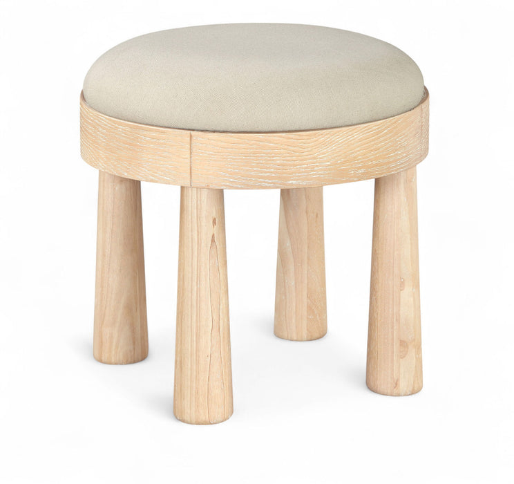 Larea - Linen Textured Fabric Ottoman - Natural Base - Simple Home Plus