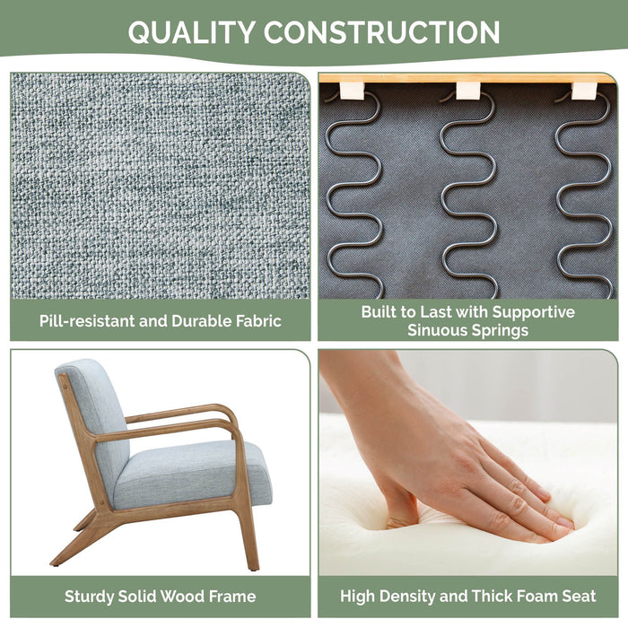 Novak - Mid-Century Modern Accent Armchair (Set of 2) - Light Blue - Simple Home Plus