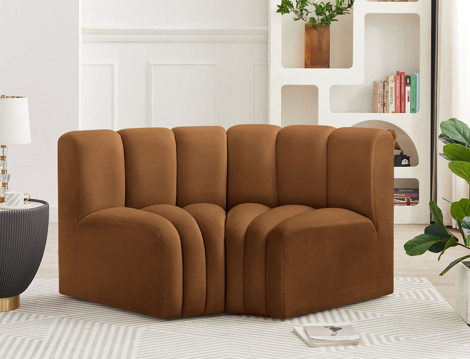 Arc - Velvet 2 Piece Modular Sofa - Saddle - Simple Home Plus