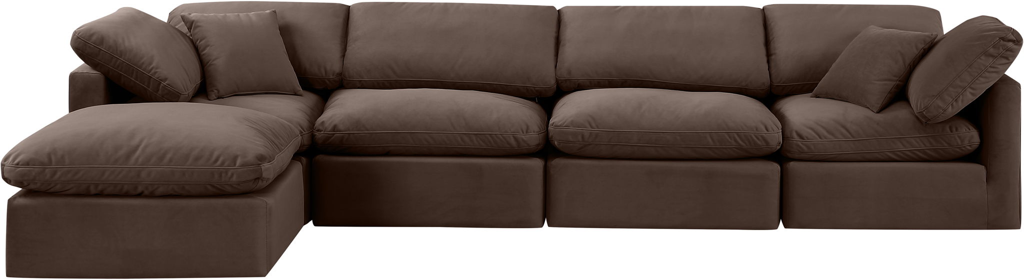 Indulge - Velvet 5 Piece Modular Sectional With Chaise - Simple Home Plus