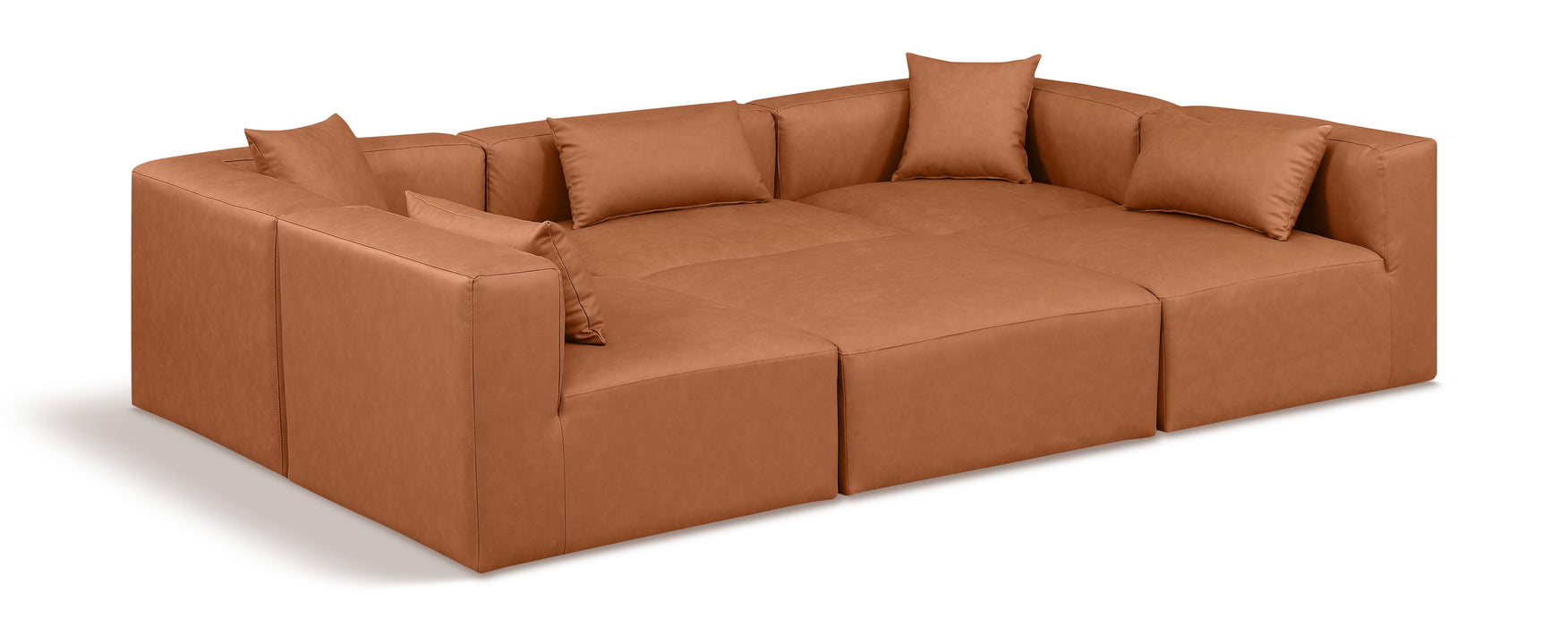 Cube - 6 Piece Modular Sectional - Cognac - Simple Home Plus