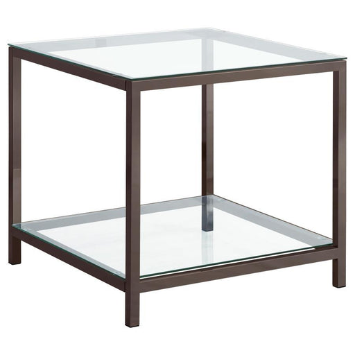 Trini - 1-Shelf Glass Top Side End Table - Black Nickel - Simple Home Plus