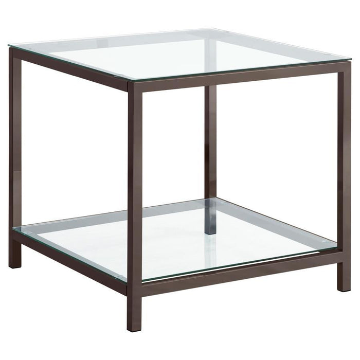 Trini - 1-Shelf Glass Top Side End Table - Black Nickel - Simple Home Plus