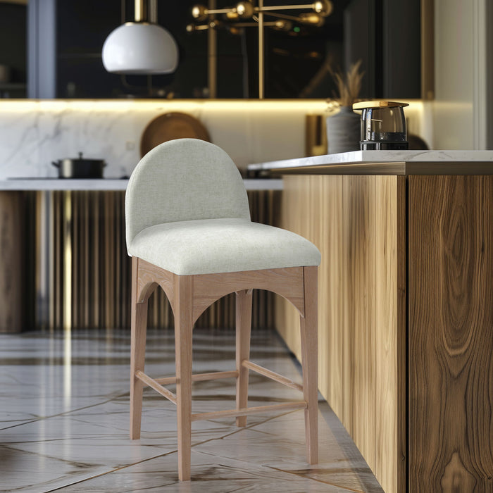 Waldorf - Chenille Stool With Natural Legs - Simple Home Plus