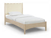 Santos - Vegan Leather Headboard And Wood Bed - Waxed Natural Frame - Simple Home Plus