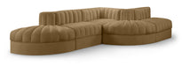 Rummi - Rounded Velvet Performance Fabric Upholstered 5 Piece Modular Sectional - Simple Home Plus