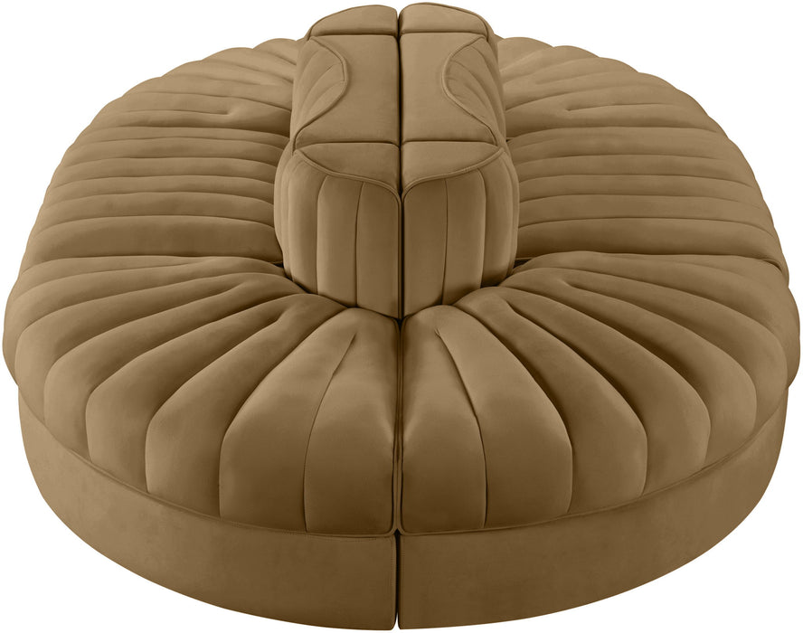 Rummi - Oval Velvet Performance Fabric Upholstered 6 Piece Modular Sectional - Simple Home Plus