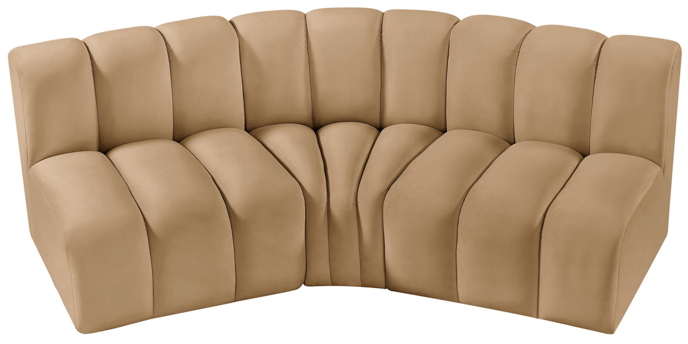 Arc - Velvet 3 Piece Modular Corner Sofa - Simple Home Plus