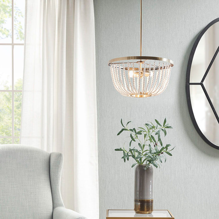 Melrose - 2-Light Beaded Chandelier - Antique Brass - Simple Home Plus