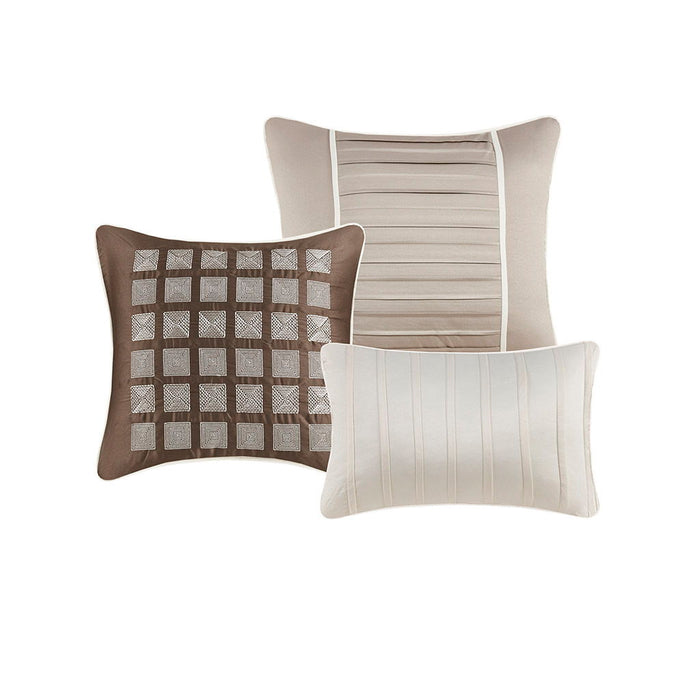 Trinity - King Piece Comforter (Set of 7) - Taupe - Simple Home Plus