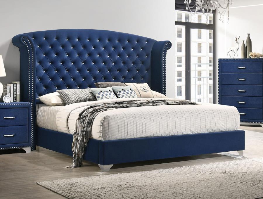 Melody - Upholstered Wingback Bed - Simple Home Plus