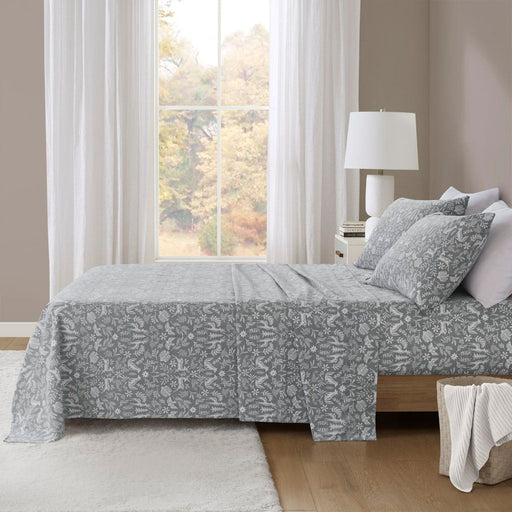 Oversized Flannel - 4 Piece Full Sheet Set - Sage Winter Fauna - Simple Home Plus