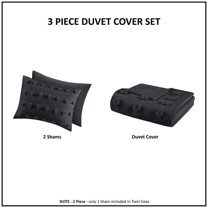 Lucy - Clip Jacquard Duvet Cover Set - Black - Simple Home Plus