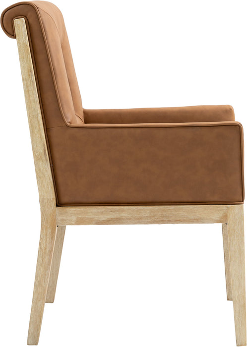 Gwendolyn - Faux Leather Dining Arm Chair With Natural Frame - Simple Home Plus