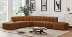 Arc - Velvet 7 Piece Corner Modular Sofa - Saddle - Simple Home Plus