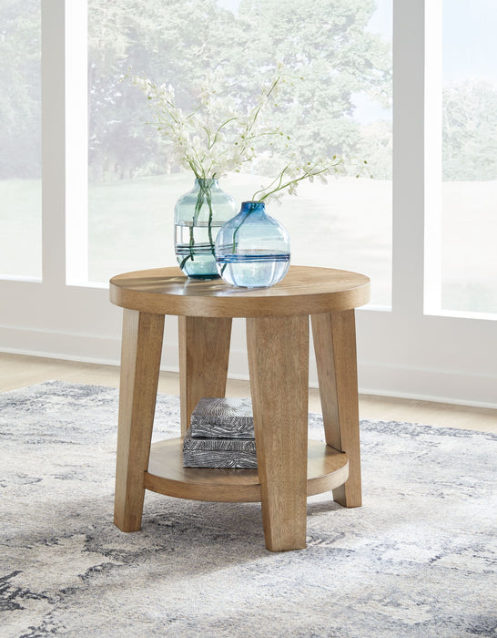 Kristiland - Light Brown - Round End Table - Simple Home Plus