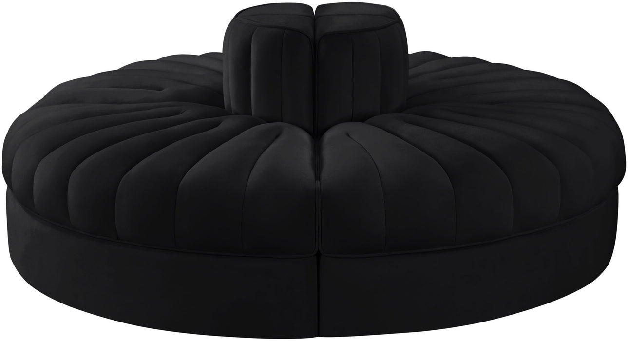 Rummi - Round Velvet Performance Fabric Upholstered 4 Piece Modular Sofa - Simple Home Plus