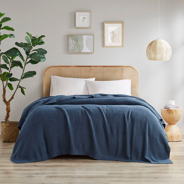 Bree Knit Blanket - Indigo - Simple Home Plus