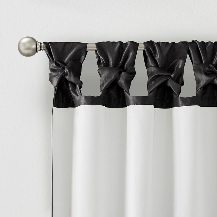 Emilia - Fabric Twist Tab Total Blackout Window Curtain Panel - Black - Simple Home Plus