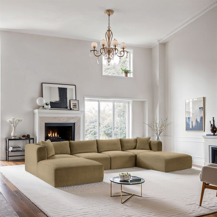 Shaggy - 6 Piece Modular Sectional With 2 Ottomans - Simple Home Plus